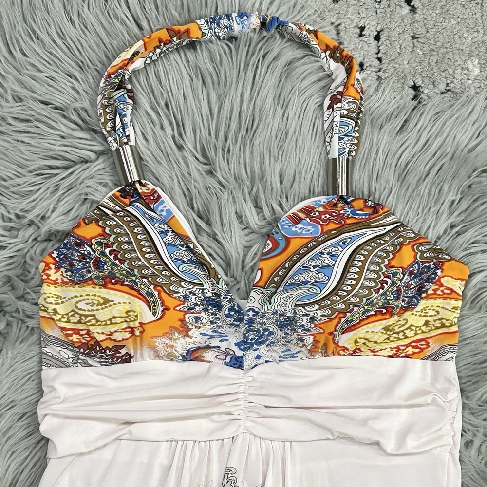 Vintage Y2K Paisley Print Babydoll Halter Dress, Boho, 2000's, Fairy, Women's M - Picture 3 of 5